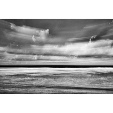 Beach in Motion BW Gold Ornate Wood Framed Art Print with Double Matting by Peterson, Lee