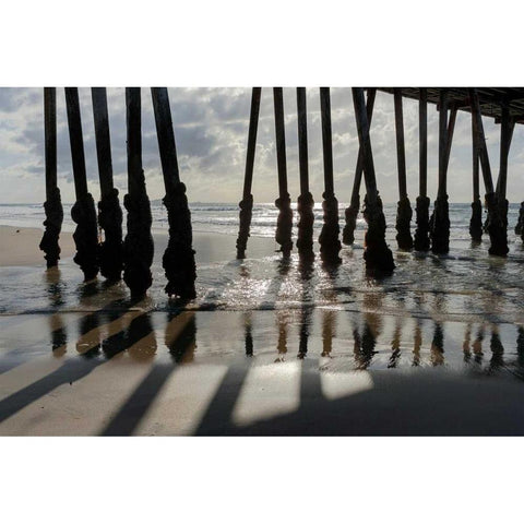 Pier Silhouette I Gold Ornate Wood Framed Art Print with Double Matting by Peterson, Lee