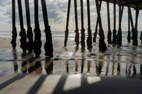 Pier Silhouette I White Modern Wood Framed Art Print with Double Matting by Peterson, Lee