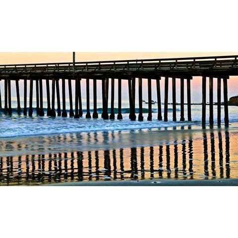 Pier Silhouette II Black Modern Wood Framed Art Print with Double Matting by Peterson, Lee