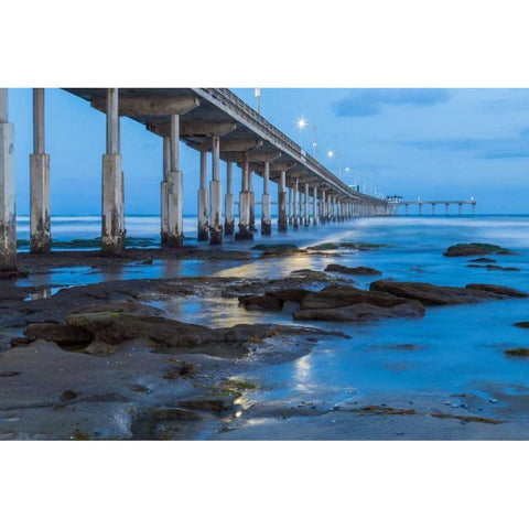 Evening Pier II Black Modern Wood Framed Art Print by Peterson, Lee