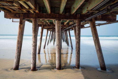 Imperial Beach Pier Black Ornate Wood Framed Art Print with Double Matting by Peterson, Lee