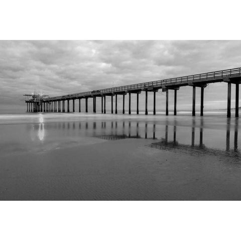 Scripps Pier BW II Gold Ornate Wood Framed Art Print with Double Matting by Peterson, Lee