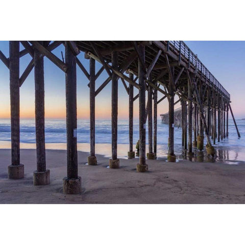 San Simeon Pier II White Modern Wood Framed Art Print by Peterson, Lee