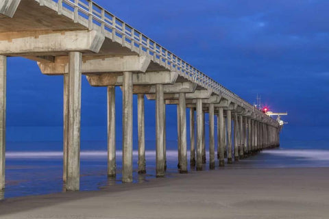 Scripps Pier II White Modern Wood Framed Art Print with Double Matting by Peterson, Lee