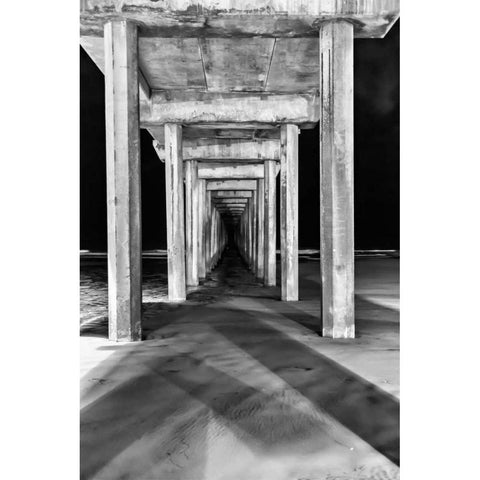 Under Scripps Pier Black Modern Wood Framed Art Print with Double Matting by Peterson, Lee