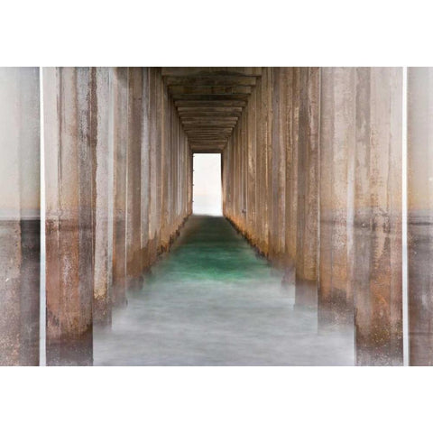 Under Scripps Pier II Gold Ornate Wood Framed Art Print with Double Matting by Peterson, Lee