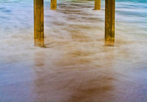 Under Ocean Beach Pier Black Ornate Wood Framed Art Print with Double Matting by Peterson, Lee