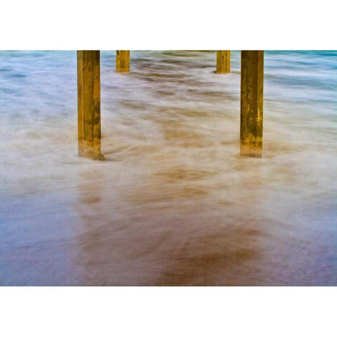 Under Ocean Beach Pier Gold Ornate Wood Framed Art Print with Double Matting by Peterson, Lee