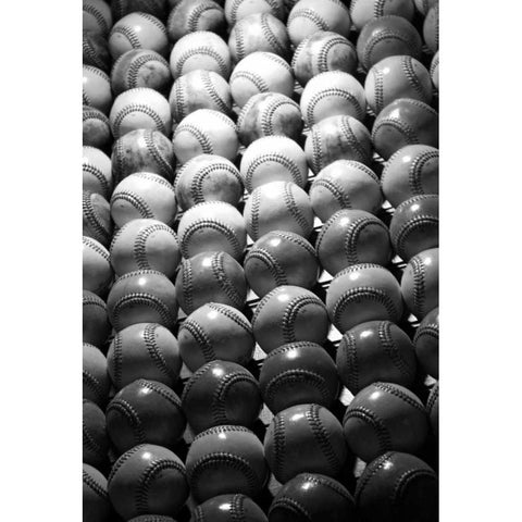 Baseballs II Black Modern Wood Framed Art Print with Double Matting by Putman, Tammy