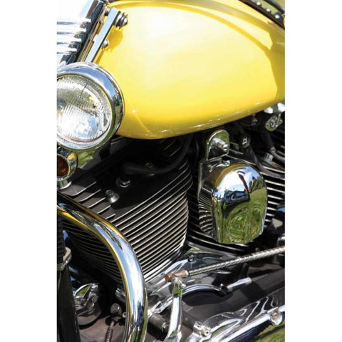 Yellow Motorcycle Gold Ornate Wood Framed Art Print with Double Matting by Putman, Tammy