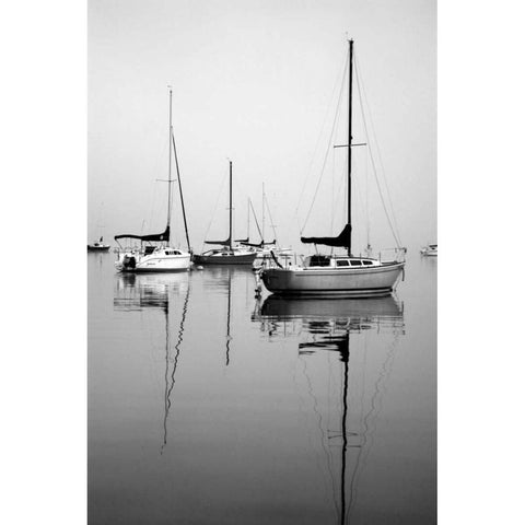 Red Sailboat I Black Modern Wood Framed Art Print with Double Matting by Putman, Tammy