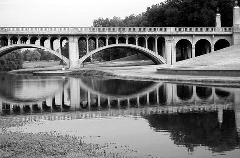 Bridge Reflections II White Modern Wood Framed Art Print with Double Matting by Putman, Tammy