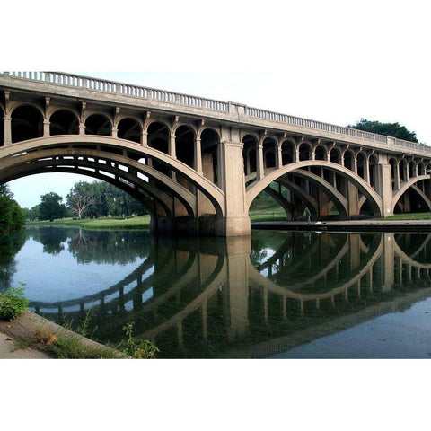 Bridge Reflections III White Modern Wood Framed Art Print by Putman, Tammy