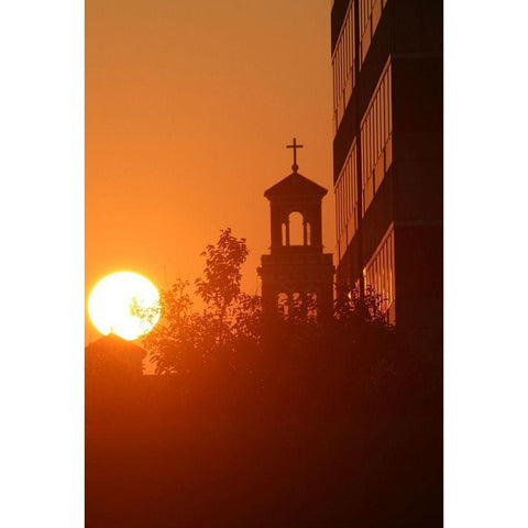 Sunrise Cross White Modern Wood Framed Art Print by Putman, Tammy