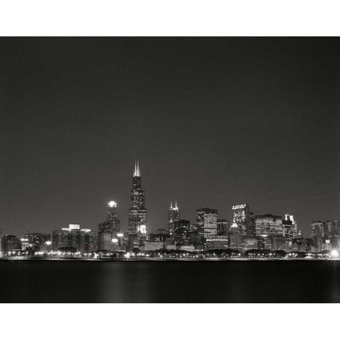 Downtown Chicago I Black Modern Wood Framed Art Print with Double Matting by Stefko, Bob