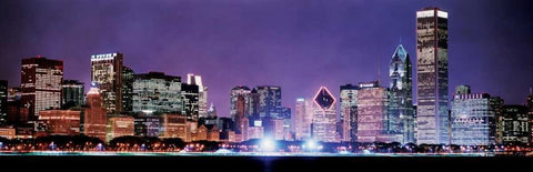 Chicago Skyline I White Modern Wood Framed Art Print with Double Matting by Stefko, Bob