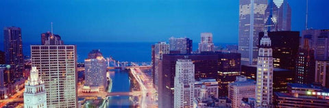Chicago Skyline II White Modern Wood Framed Art Print with Double Matting by Stefko, Bob