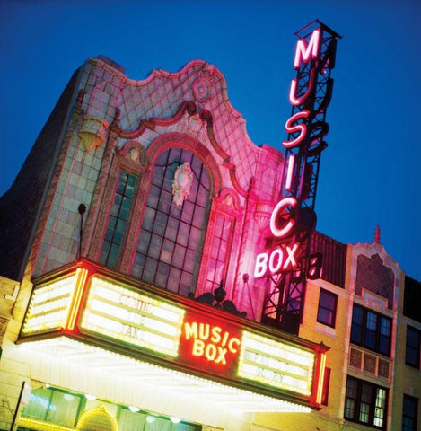 Music Box Theatre Black Ornate Wood Framed Art Print with Double Matting by Stefko, Bob