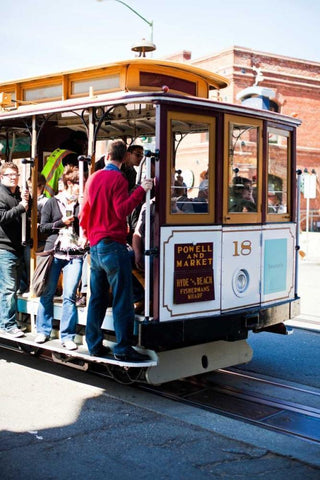 Riding the Trolley I White Modern Wood Framed Art Print with Double Matting by Stefko, Bob