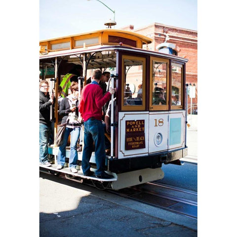 Riding the Trolley I Black Modern Wood Framed Art Print with Double Matting by Stefko, Bob