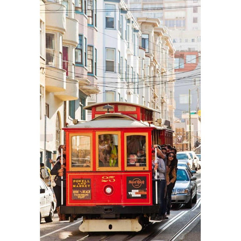 Riding the Trolley II Black Modern Wood Framed Art Print with Double Matting by Stefko, Bob