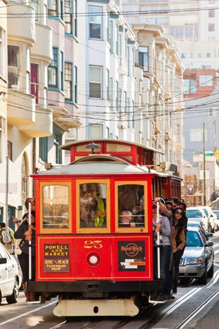 Riding the Trolley II White Modern Wood Framed Art Print with Double Matting by Stefko, Bob