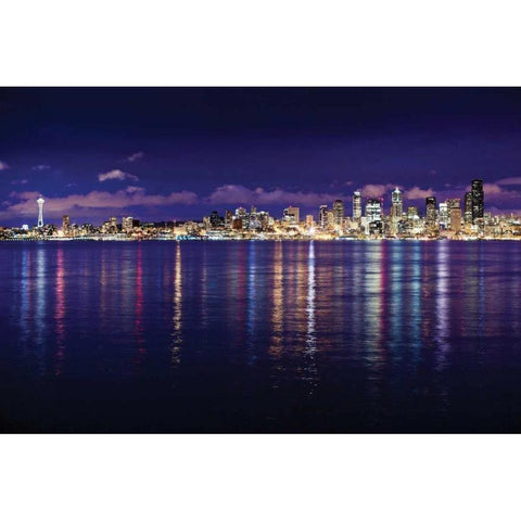 Seattle Skyline I Gold Ornate Wood Framed Art Print with Double Matting by Stefko, Bob