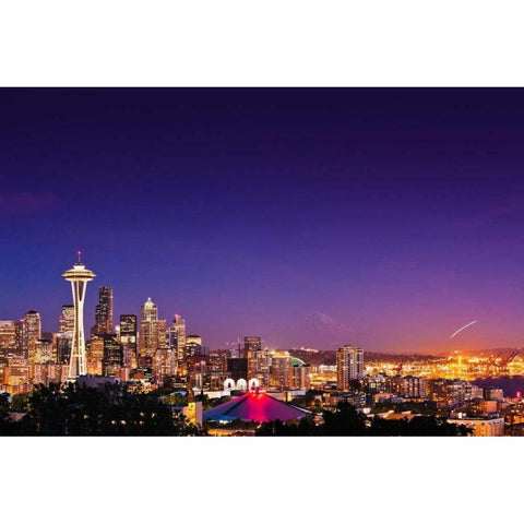 Seattle Skyline II Black Modern Wood Framed Art Print with Double Matting by Stefko, Bob