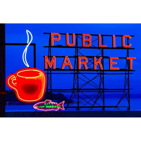 Public Market Sign I Gold Ornate Wood Framed Art Print with Double Matting by Stefko, Bob