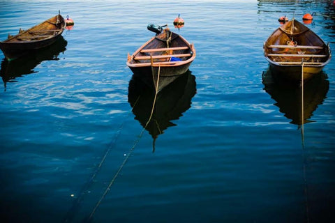 Fishing Boats II Black Ornate Wood Framed Art Print with Double Matting by Stefko, Bob