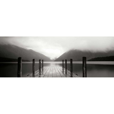 Serene Dock BW I White Modern Wood Framed Art Print by Stefko, Bob