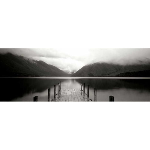 Serene Dock BW II White Modern Wood Framed Art Print by Stefko, Bob