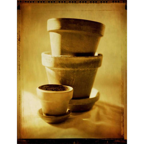 Terracotta Pots II White Modern Wood Framed Art Print by Stefko, Bob