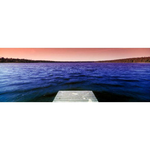 Serene Dock Sunrise III Black Modern Wood Framed Art Print with Double Matting by Stefko, Bob