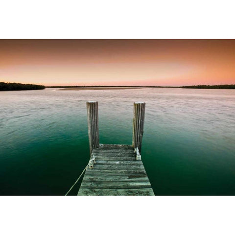 Serene Dock Sunrise IV White Modern Wood Framed Art Print by Stefko, Bob