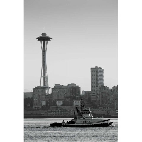 BW Space Needle IV Black Modern Wood Framed Art Print by Stefko, Bob