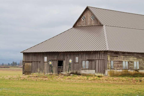 Grey Flower Barn Black Ornate Wood Framed Art Print with Double Matting by Styber, Dana