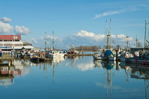 Steveston Scenic IV White Modern Wood Framed Art Print with Double Matting by Styber, Dana