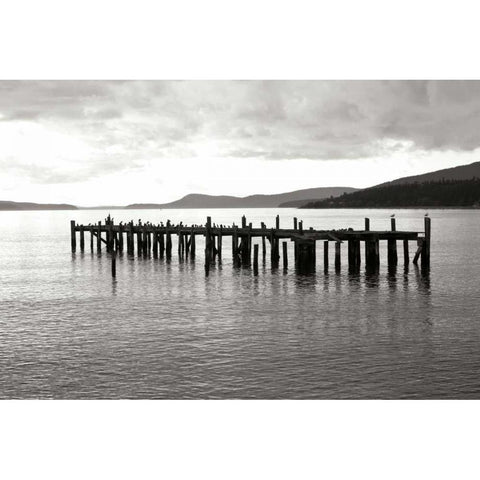 Lonely Dock Black Modern Wood Framed Art Print with Double Matting by Styber, Dana