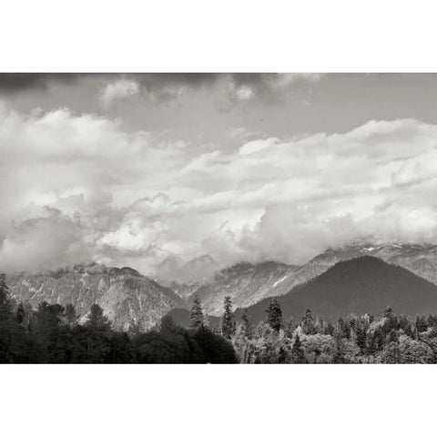 Mount Baker Shrouded Black Modern Wood Framed Art Print with Double Matting by Styber, Dana