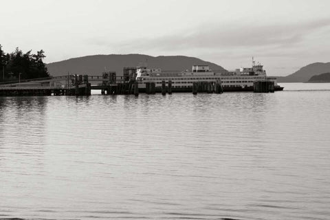 San Juan Ferry Dock II White Modern Wood Framed Art Print with Double Matting by Styber, Dana