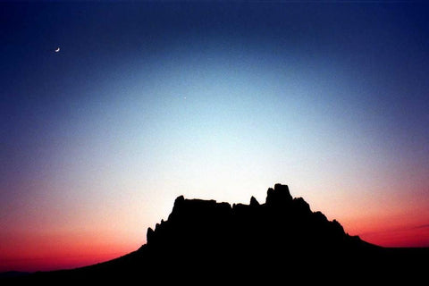 Shiprock at Dusk White Modern Wood Framed Art Print with Double Matting by Taylor, Douglas