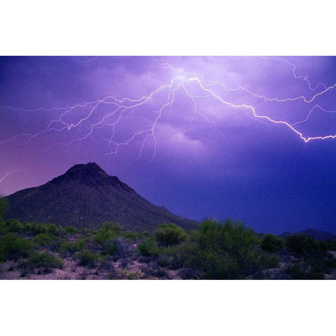 Mountain Lightning White Modern Wood Framed Art Print by Taylor, Douglas