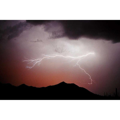 Mountian Lightning White Modern Wood Framed Art Print by Taylor, Douglas