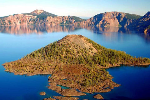 Crater Lake II White Modern Wood Framed Art Print with Double Matting by Taylor, Douglas