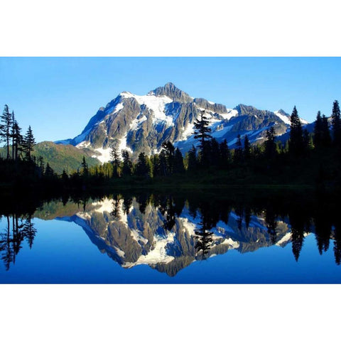 Shuksan Reflections II White Modern Wood Framed Art Print by Taylor, Douglas