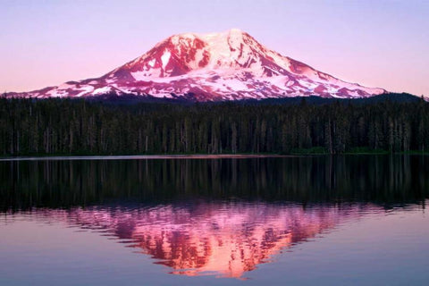 Mt. Adams Sunset White Modern Wood Framed Art Print with Double Matting by Taylor, Douglas