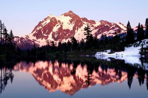 Mt. Shuksan Sunset Black Ornate Wood Framed Art Print with Double Matting by Taylor, Douglas