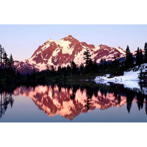 Mt. Shuksan Sunset Black Modern Wood Framed Art Print with Double Matting by Taylor, Douglas